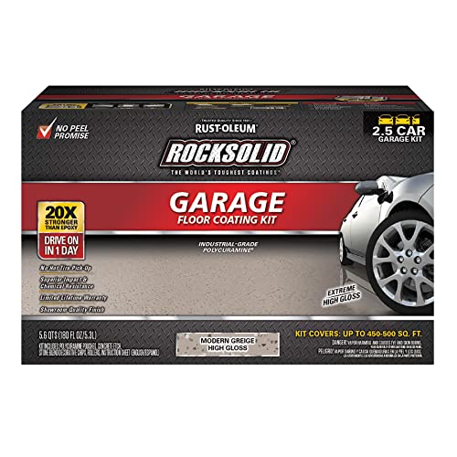 Rust-Oleum RockSolid Garage Floor Coating Kit, Modern Greige, 2.5 Car Kit - color: Modern Greige, size: 2.5 Car
