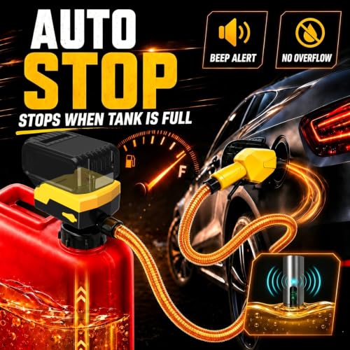 MISFANS Cordless Fuel Transfer Pump, Auto-Stop, Hand Trigger Nozzle - color: Yellow Black