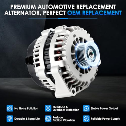 8302N6G1 Car Alternators Fit for Chevy Silverado 1500 HD, 500 Classic, Avalanche 1500, for GMC Sierra 1500, for Cadillac Escalade Automotive Replacement Alternator 10392759 15200268 400-12247 - size: #8302N-6G1 Alternator