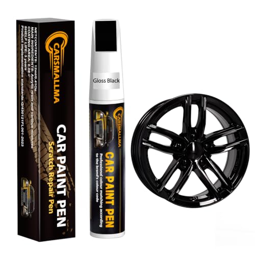 Gloss Black Rim Touch Up Paint for Mazda,Car Wheel Paint for Rims Scratch Repair Remover Pen 2 in 1,Wheel Touch Up Paint for Cars Quick and Easy Fix Rim Curb Rash Scuff (Gloss Black) - color: Gloss Black, style: Mazda