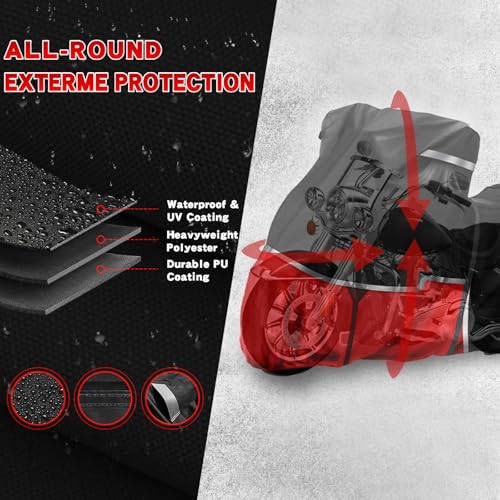 Motorcycle Cover for Harley Touring Model Road Glide Electra Glide Standard - size: Touring without Trunk