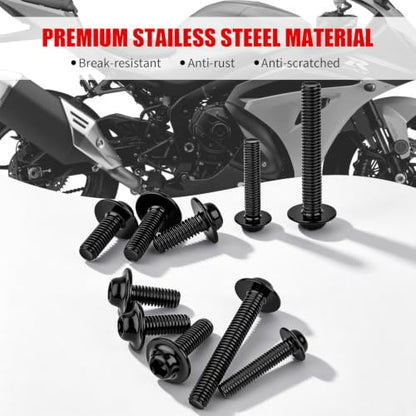 397Pcs Motorcycle Fairing Bolt Kit M4 M5 M6 Stainless Steel, Black