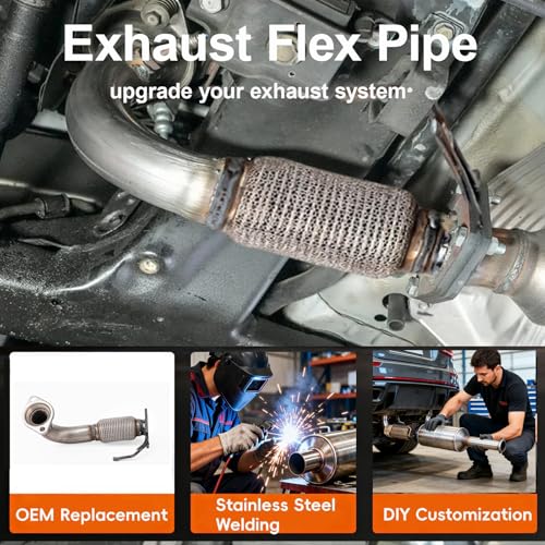 100% Stainless Steel Front Exhaust Flex Pipe 52349 - size: for 2003-2007 Honda Accord 2.4L