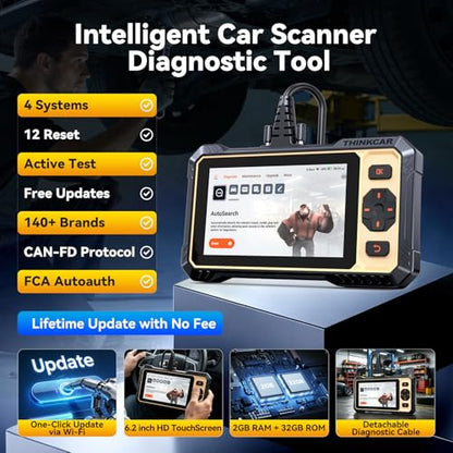 THINKCAR Scanner THINKSCAN 662 OBD2 Scanner Diagnostic Tool, Engine/ABS/SRS/Transmission Bidirectional Scan Tool, Scanner for Car with Active Test,12+ Reset Car Scanner,CAN-FD&FCA,Free Lifetime Update