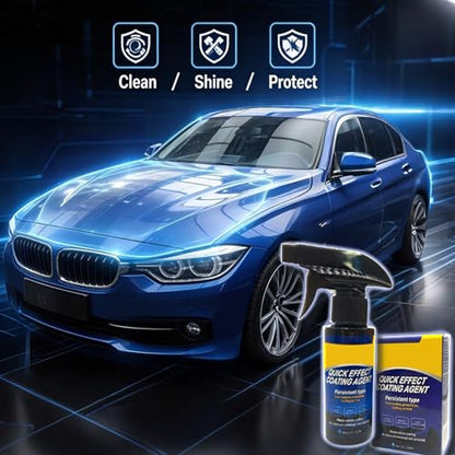 2Pack Quick Effect Coating Agent for Car, Quick Effect Coating Agent,Waterless Wash & Polish,Car Coating Spray for Shine & Protection,Quick Acting Paint Protection & Glass Cleaner(120ml+Brush+Towel)*2 - color: 2 Pack: Quick Effect Coating Agent