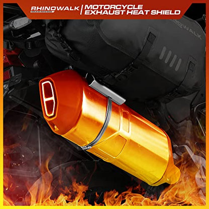 Rhinowalk Motorcycle Exhaust Heat Shield Universal Motorbike Exhaust Pipe Heat Cover Saddlebag Heat Insulation-Medium - size: M