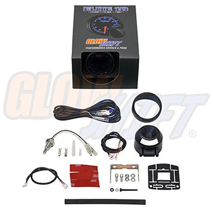 GlowShift Elite 10 Color 280F Oil Temperature Gauge Kit, 2-1/16" 52mm