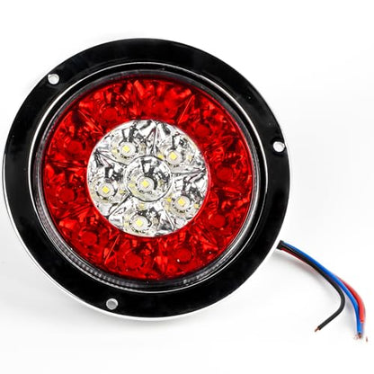 LIGBT 2Pcs 4 Inch Red White LED Round Trailer Tail Lights and Reverse Lights 16LEDs IP67 Waterproof Red Stop Turn Tail Lights and White Backup Lights Kit for Boat Trailer Truck RV - color: Red&White 2pcs