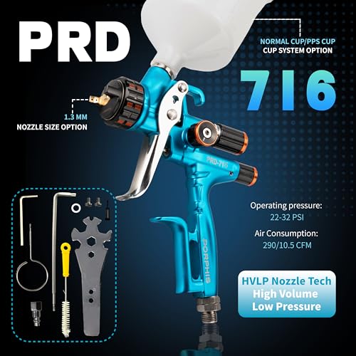 HVLP Automotive Refinishing Spray Gun PRD-716 1.3mm Nozzle Paint Spray Gun, Blue - color: Blue-standard