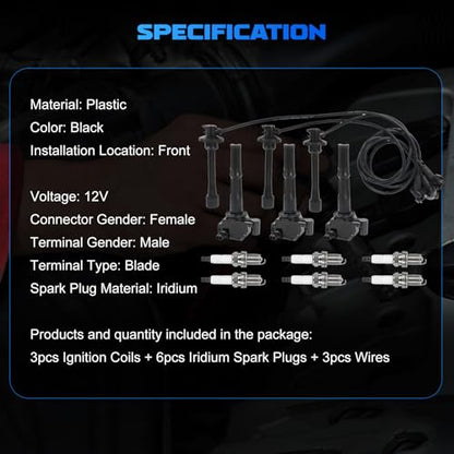 Ignition Coils Iridium Spark Plugs Ignition Wire fit for 00-04 Tundra 3.4L - size: UF156 Ignition Coils Pack
