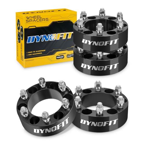 dynofit 2in 6x5.5 Wheel Spacers for 1999-2026 Silverado Siera1500 Yukon | 2019-2026 Ram 1500, Forged Aluminum Spacers Set Kit Compatible with Chevrolet GMC Cadillac M14x1.5 Stud 108mm Center Bore - size: 2 inch 108mm