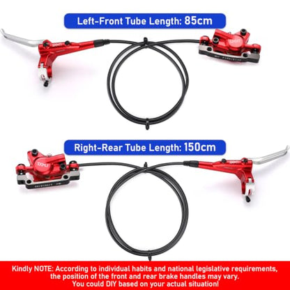 TOBWOLF MTB Hydraulic Disc Brake Kit, Dual Piston Brakes Set - color: Red Hydraulic Disc Brake Set - Dual Piston