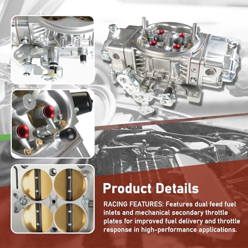 BR-67201 850CFM 4-Barrel Carburetor - 4150 Double Pumper Mechanical Secondary for Holley Quick Fuel Brawler Race Series - Square Bore No Choke Dual Inlet Performance Carb