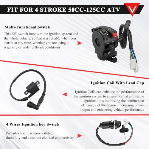 PRO BAT ATV Wiring Harness Kit with Electric AC CDI 4-Wire Rectifier - color: O Spark Plug&B Regulator/Ignition Coil