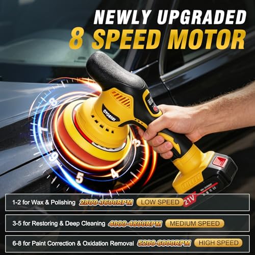 Cordless Car Buffer Polisher Kit (28pcs), 8-Speed & 2*21V Batteries