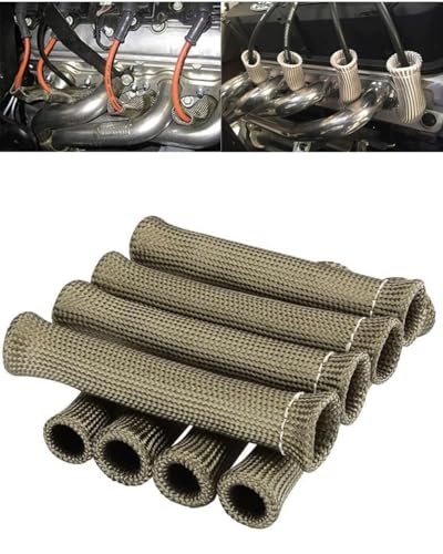 Spark Plug Wire Heat Shield Spark Plug Wire Heat Shield Sleeve Spark Plug Boot Protector Boots Wrap for SBC BBC 350 454 8PCS Plug Wire Covers - 2500F High Temp Protection （Titanium ） - color: Titanium