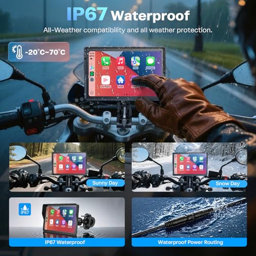 WonVon 5 Inch Motorcycle Carplay GPS Navigation System with Apple Carplay and Android Auto Portable Screen with Dual Bluetooth, Navigation, Siri, Google Assistant - size: 5 Inch