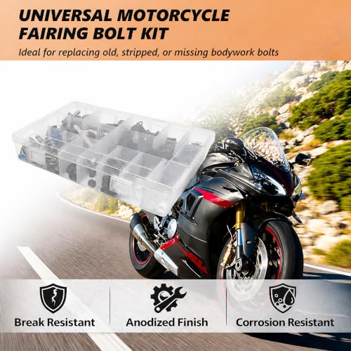 224Pcs Motorcycle Fairing Bolt Kit Stainless Steel (Titanium Blue) - color: Titanium Blue