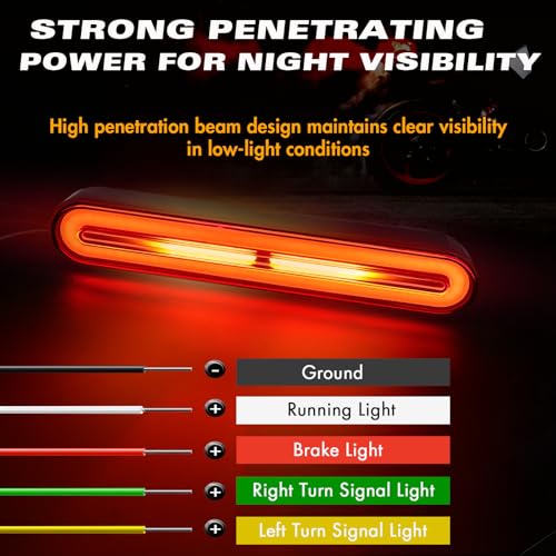 Alopee 9" Universal Motorcycle Tail Light with Turn Signals 10V-30V - size: 1 Pack 9 Inch Tail Light
