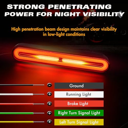 Alopee 9" Universal Motorcycle Tail Light with Turn Signals 10V-30V - size: 1 Pack 9 Inch Tail Light