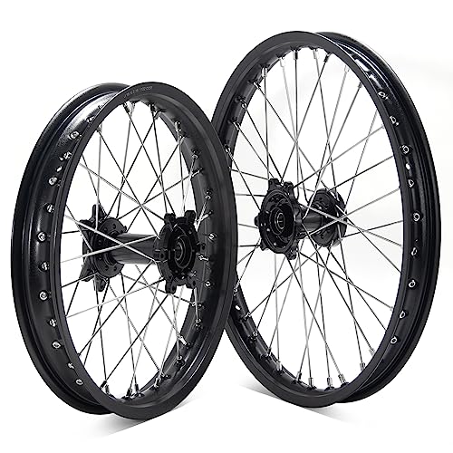 TOFR 21" 18" CNC Front Rear Wheels Rims Hubs for Surron Ultra Bee - color: Black, size: 21" Front 18" Rear