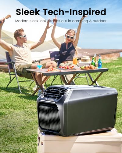 Dual Hose 6800 BTU Portable Camping Air Conditioner & Heating, 5-in-1 Quiet Small AC Unit with 550W, Windowless AC for Tent, RV, Van, Car, Garage, Indoor & Outdoor Use(Ash Gray)
