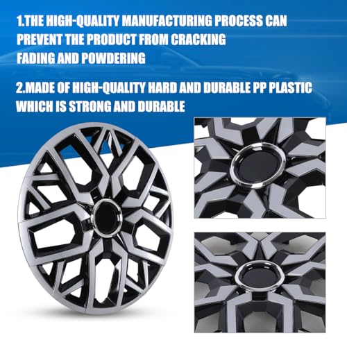 Winjet 15 Inch Universal Hubcaps Set of 4,Steel Wheel Rims Cover PP Material Universal Wheel Cover Replacement R15,Auto Tire Replacement Exterior Cap (15 Inch,Black Lacquer & Silver Lacquer) - color: Black Lacquer & Silver Lacquer(5181-DP-15), size: 15 in