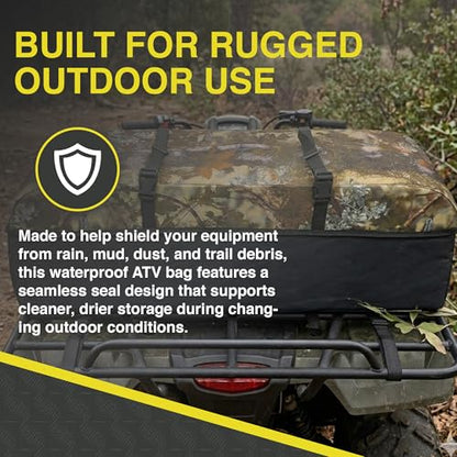 ATV Tek Arch Series Hunting and Fishing Expedition ATV/UTV Rear Rack Cargo Bag, Kings Mountain Shadow Camo, Waterproof ATV Bag with Spacious Compartments, Steel Frame Support.