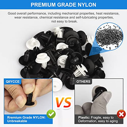 QIIYCCE 120PCS Car Clips & Plastic Rivets - 6 Popular Sizes, Fits Bumpers, Fenders & Most Car Models, Ideal for Body Fixing & Replacement - size: One Size
