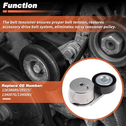 12638689 Drive Belt Tensioner Pulley Assembly for Chevy Equinox Cruze Malibu Trax Spark Belt Tensioner Assembly with Pulley for Buick Encore for Cadillac CT6 for GMC Terrain 39375