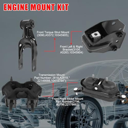 6Pcs Engine Motor and Trans Mount Fit for Chevrolet Impala 2006-2011 - size: 2006-2011 for Chevy Impala V6 3.5L