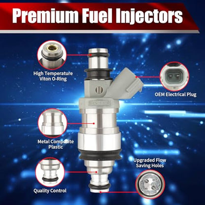 Set of 6 Fuel Injectors FJ180 23250-62030 Replacement - size: FJ180
