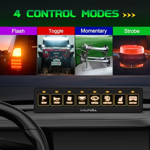 Wireless 8 Gang Switch Panel Toggle Momentary Strobe Control Panel - color: 8 Gang Wireless Switch Panel