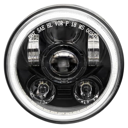 5-3/4 5.75 inch LED Headlight Halo DRL Compatible with Harley Davidson Dyna Sportster Iron 883 1200 Low Rider XLH883 Super Glide Softail Custom XLH1200 Forty-Eight SuperLow(Black) - color: Black Halo