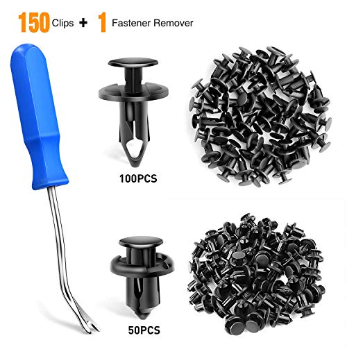 GOOACC 150 pcs Push-Type Bumper Fasteners Rivet Clips-2 Sizes Universal Auto Clips & Fastener for Bumper Fender Clips Replacement-Fastener Removal Tool Included (150PCS Clip) - size: 150PCS Clip