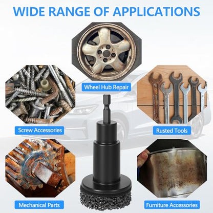 Eascor Wheel Hub Cleaning Tool, Wheel Hub Resurfacing Kit, Wheel Stud Cleaner, Quick Rust Removal for Lug Studs and Rotors, Fits 1/2” Wrenches Or Electric Drill, Automotive Maintenance Tool1