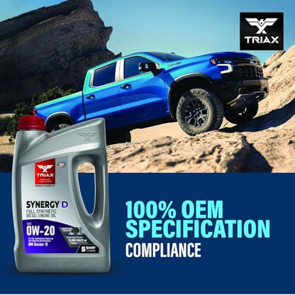 TRIAX Synergy D 0W-20 Full Synthetic Diesel Engine Oil | Compatible with ALL GM Dexos D Applications | Advanced Wear Protection and Soot Control (5 Quart - Pack of 3) - size: 5 Quart - 3 Pack