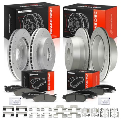 A-Premium Front and Rear Drilled Slotted Brake Rotors and Ceramic Pads Kit - style: F&R Drilled and Slotted