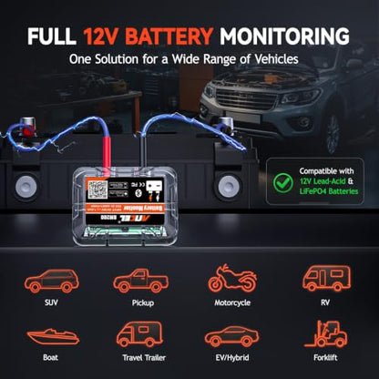 ANCEL BM200 Battery Monitor Bluetooth, 12V Automotive Car Battery Tester - color: Orange
