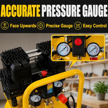 15-Gallon Air Compressor, 2HP, Quiet 66dB, 4.5CFM@90PSI