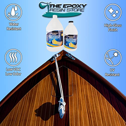 Marine Boat Epoxy Resin for Repairs, Construction, High Performance Coating, 2 Part epoxy kit, UV Stable, Non Yellowing, Chemical and Salt Resistant -1.5 Gallon Kit