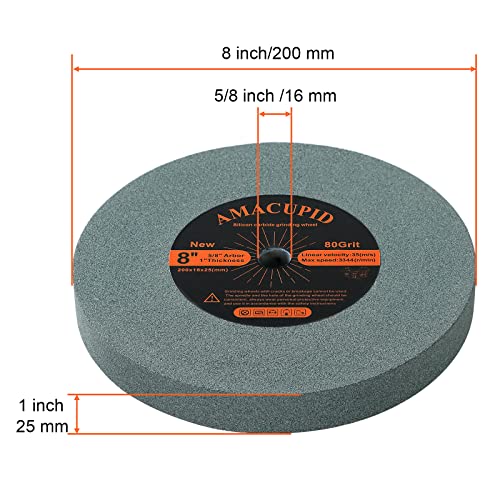 Bench Grinding Wheel and Deburring Buffing Wheel, 8 inch. for Sharpening Polishing Carbide and Stainless Steel Tools. for Grinder Polishing Machine. Silicon Carbide Abrasive. 5/8 Inch Arbor