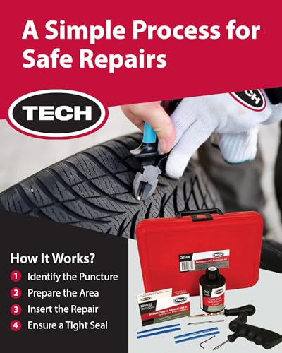 TECH PermaCure Tire Repair Kit, 50 Plugs & Tools, Permanent Tire Repair Kit