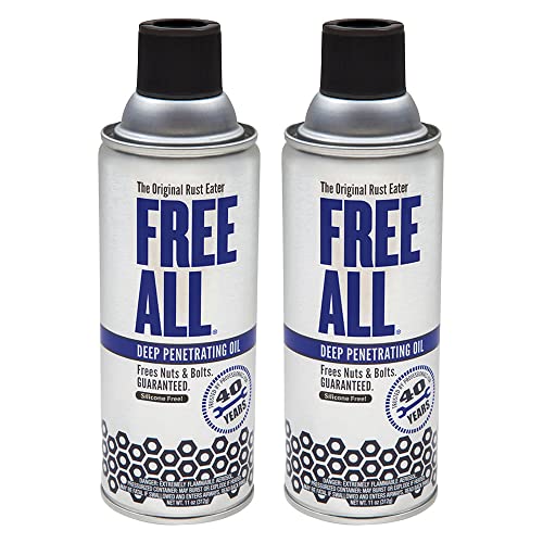 Free All Rust Eater Deep Penetrating Oil, 11 oz Aerosol – Loosens Rusted Bolts, Nuts, Pipe Connections & Locks – Industrial-Grade Rust Remover, Silicone-Free, Safe on Paint & Plastic Surfaces, 2-Pack - style: 2 Cans of 11 Ounces