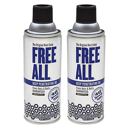 Free All Rust Eater Deep Penetrating Oil, 11 oz Aerosol – Loosens Rusted Bolts, Nuts, Pipe Connections & Locks – Industrial-Grade Rust Remover, Silicone-Free, Safe on Paint & Plastic Surfaces, 2-Pack - style: 2 Cans of 11 Ounces