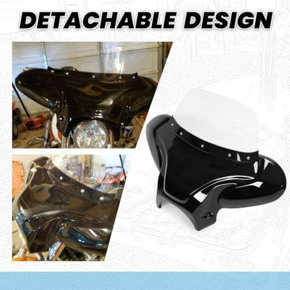 ECOTRIC Universal Motorcycle Cruiser Front Outer Fairing Batwing w/Clear