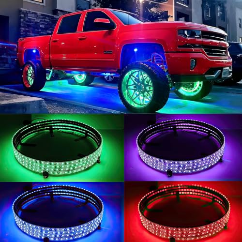 DREAMOTOR 4PCS 15.5" RGB LED Wheel Lights for Truck, Rim Lights for Trucks - size: 15.5 inch - RGB Wheel Lights