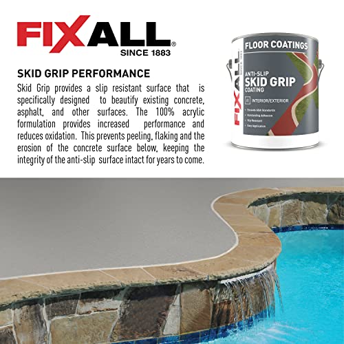 FIXALL Skid Grip Anti-Slip Coating, 1 Gallon, Emerald, Exceeds ADA Standards, Ideal for Safety Areas, Slip-Resistant Pavement, Cement & Concrete Paint - color: Emerald, size: 128 Fl Oz (Pack of 1)