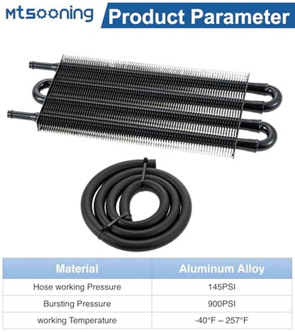 Transmission Oil Cooler Kit, Universal 4 Pass 5/16" Tube and Fin Oil Cooler - size: 4-PASS