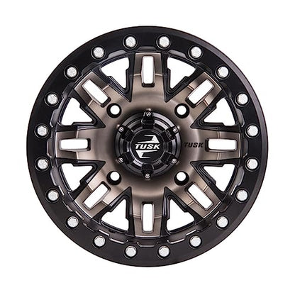 TUSK 4/156 Teton Beadlock Wheel 14x7 4.0 + 3.0 Smoke/Black for Kawasaki Mule Pro-FXT 820 2015-2023